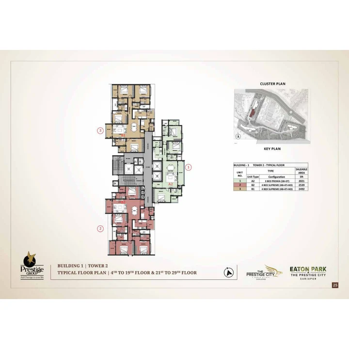 Eaton Park at The Prestige City Cluster plan variant on brochure page 25 Eaton Park at The Prestige City Cluster plan variant on brochure page 25