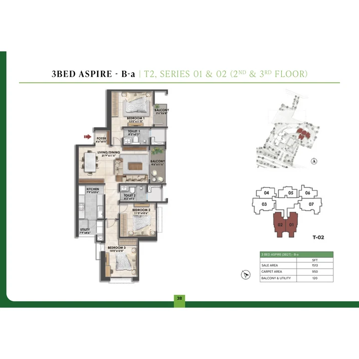 Fernvale at The Prestige City 2 BHK unit plan on brochure page 20 left Fernvale at The Prestige City 2 BHK unit plan on brochure page 20 left