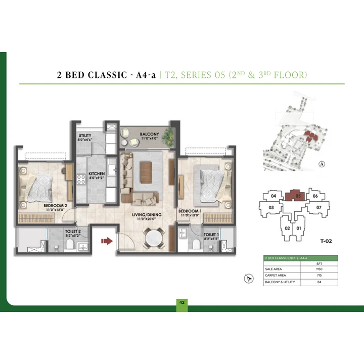 Fernvale at The Prestige City 2 BHK unit plan variant on brochure page 22 left Fernvale at The Prestige City 2 BHK unit plan variant on brochure page 22 left