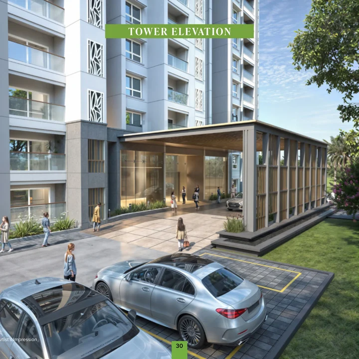 Arrival court rendering — artist's impression from the developer brochure