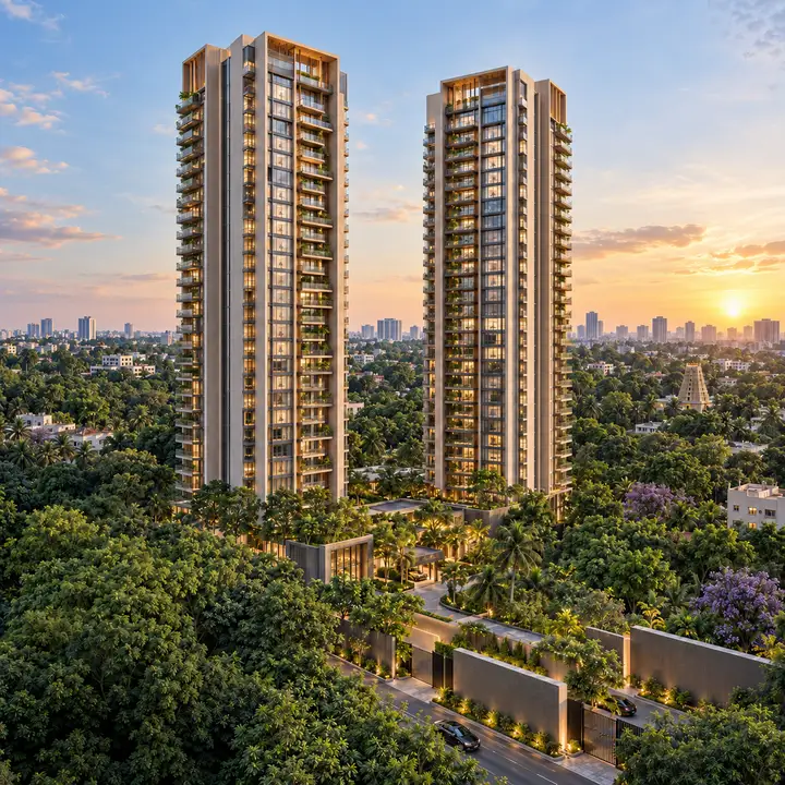 Prestige Greenmoor towers over Jayanagar, artist's impression.