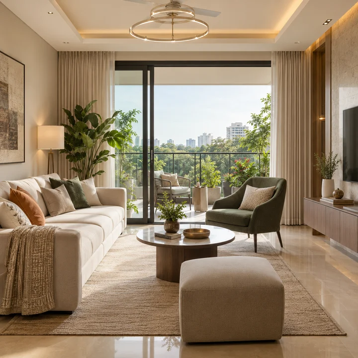 Prestige Grove Hills living room, artist's impression.