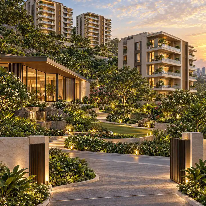 Prestige Rock Cliff arrival garden, artist's impression.